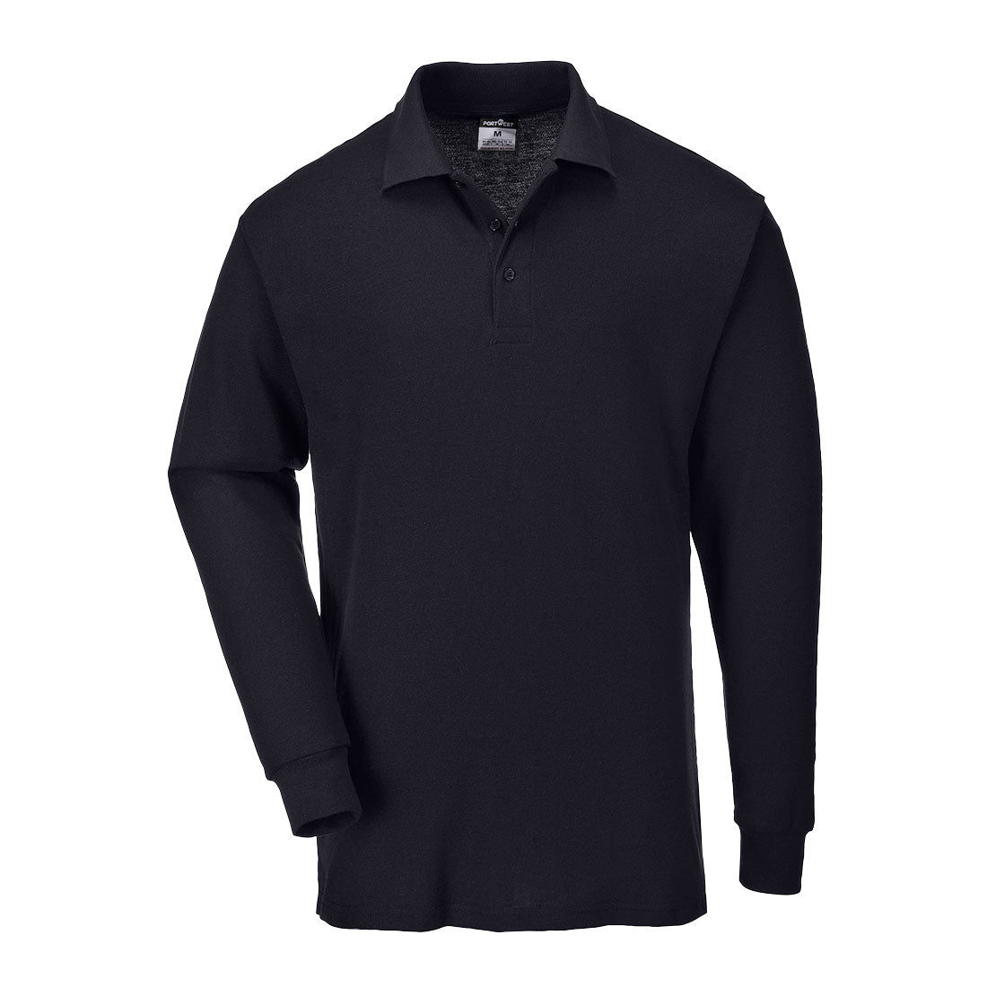 Genoa Langarm Polo-Shirt - Schwarz (BKR)