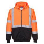 Hi-Vis Kontrast Kapuzen Sweatjacke - Orange/Schwarz (OBR)