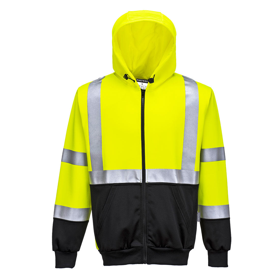 Hi-Vis Kontrast Kapuzen Sweatjacke - Gelb/Schwarz (YBR)