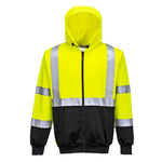 Hi-Vis Kontrast Kapuzen Sweatjacke - Gelb/Schwarz (YBR)