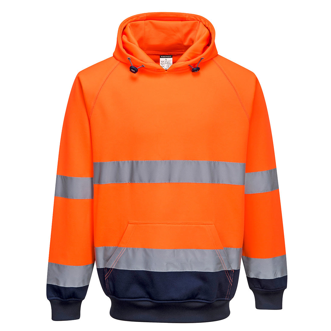Hi-Vis Kontrast Kapuzen- Sweatshirt - Orange/Marine (ONR)