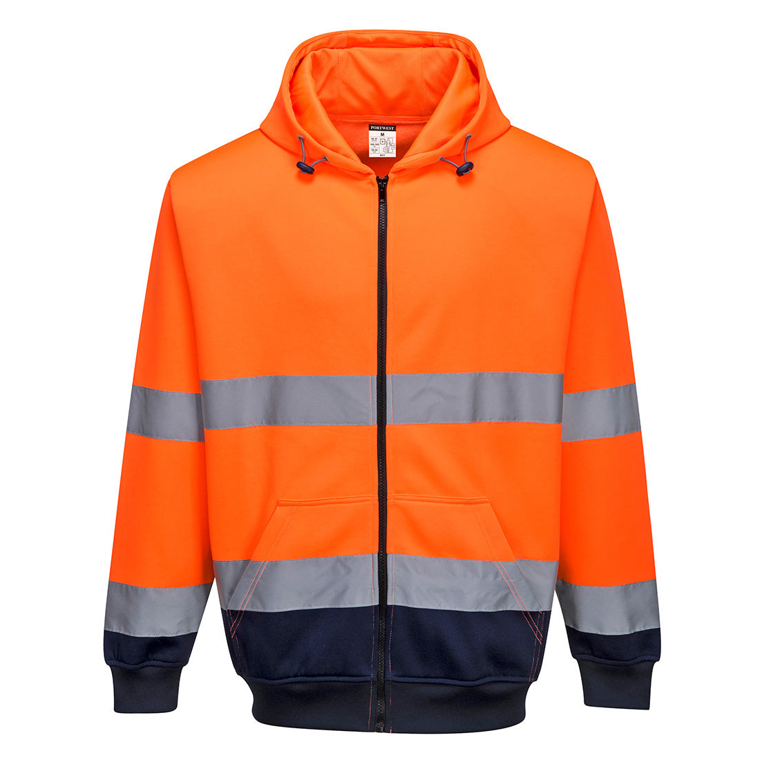 Hi-Vis Kontrast Kapuzen Sweatjacke - Orange/Marine (ONR)