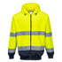 Hi-Vis Kontrast Kapuzen Sweatjacke - Gelb/Marine (YNR)