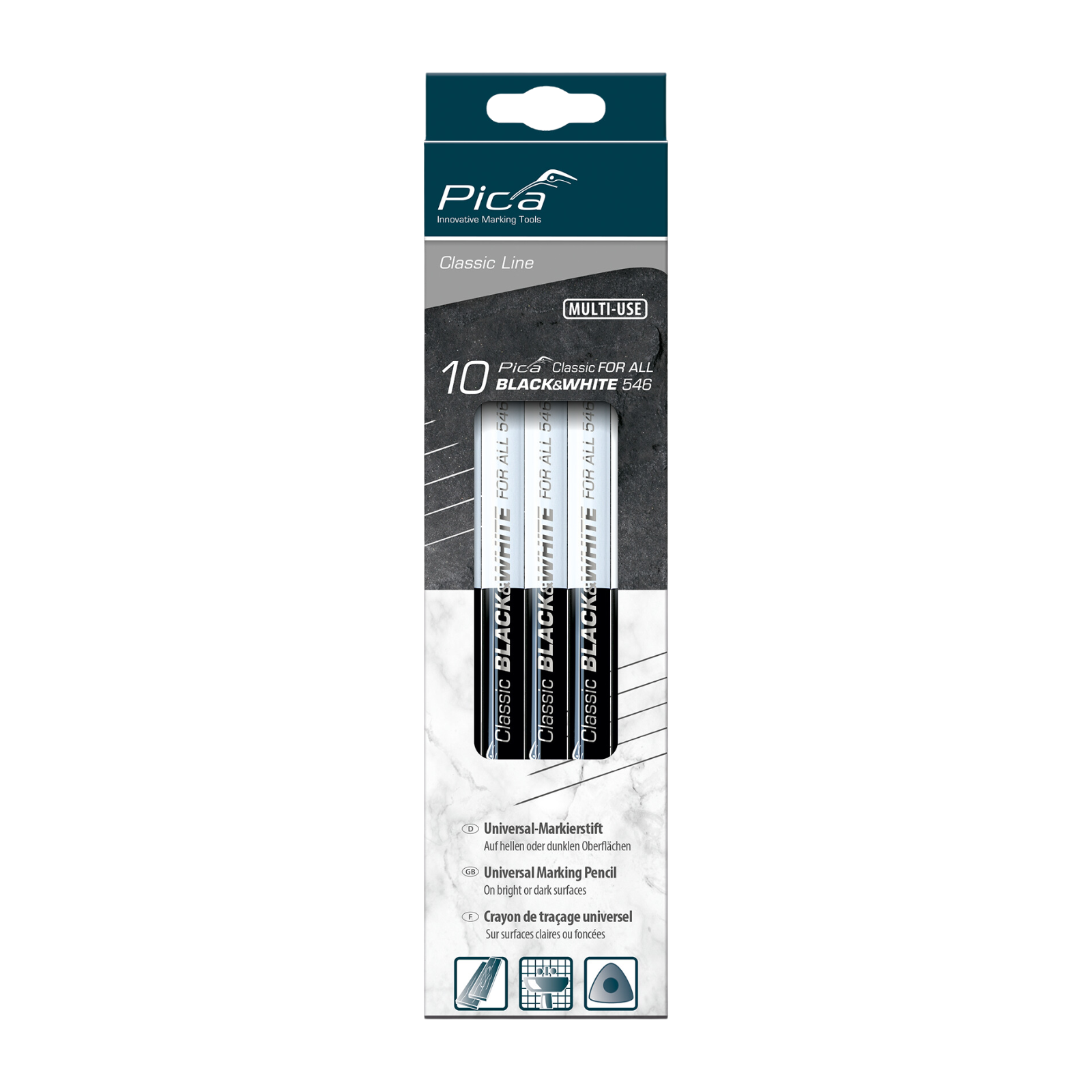 Markierstift Classic Black & White 546 23 cm - 10 Stk.