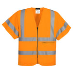 Hi-Vis Weste mit Schulterreflexband und Reißverschluss kurzarm - Orange (ORR)