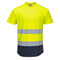 Hi-Vis Kontrast T-Shirt mit Mesheinsatz kurzarm - Gelb/Marine (YNR)
