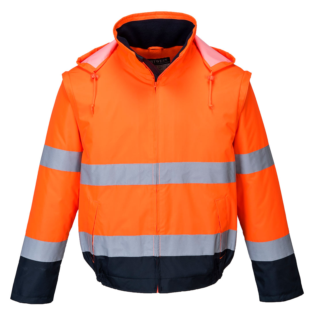 Leichte Hi-Vis Kontrast 2-in-1 Pilotjacke Essential - Orange/Marine (ONR)