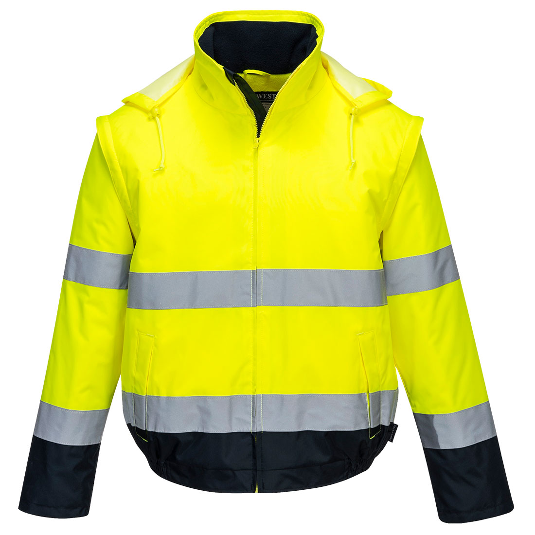 Leichte Hi-Vis Kontrast 2-in-1 Pilotjacke Essential - Gelb/Marine (YNR)