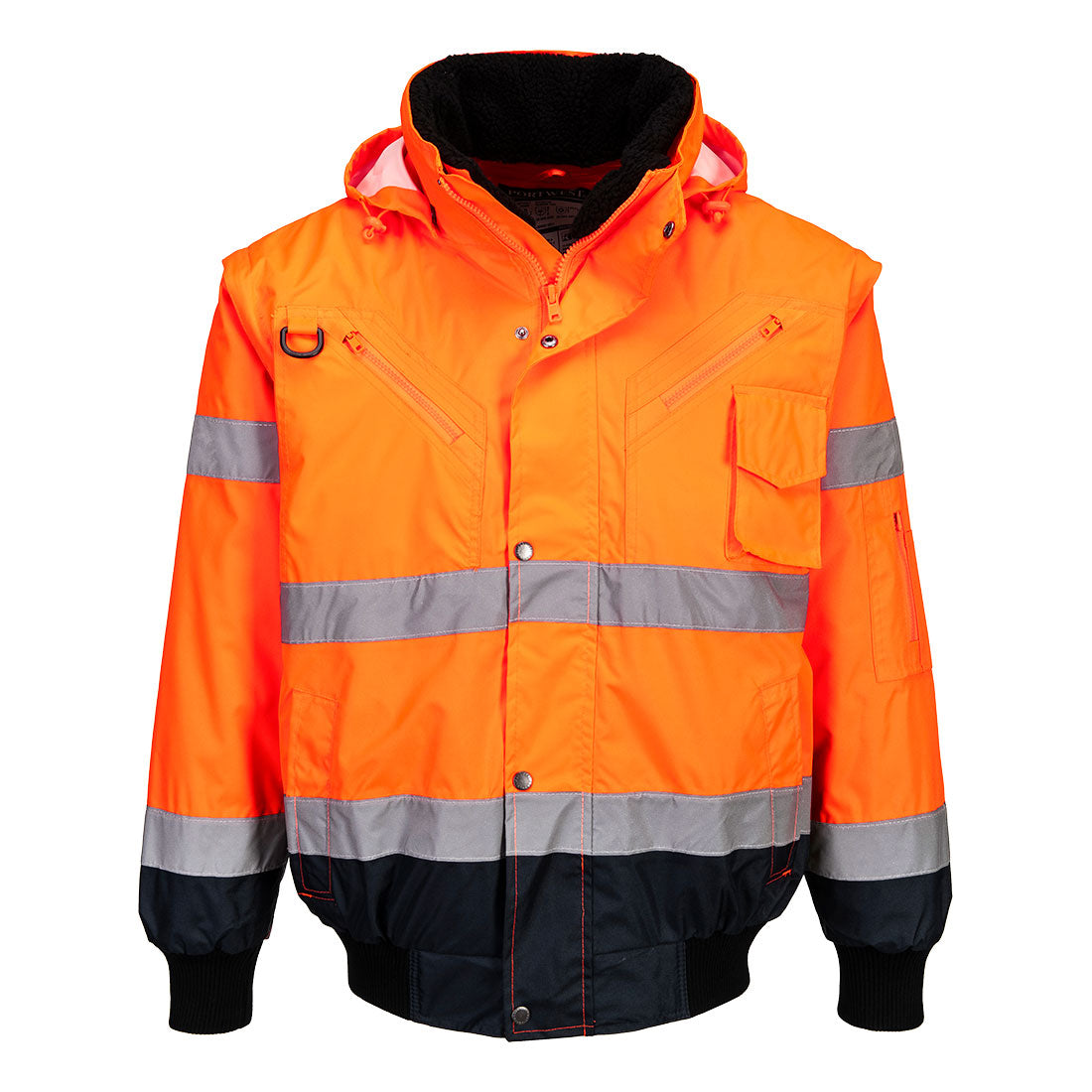 Hi-Vis 3-in-1 Kontrast Pilotjacke - Orange/Marine (ONR)