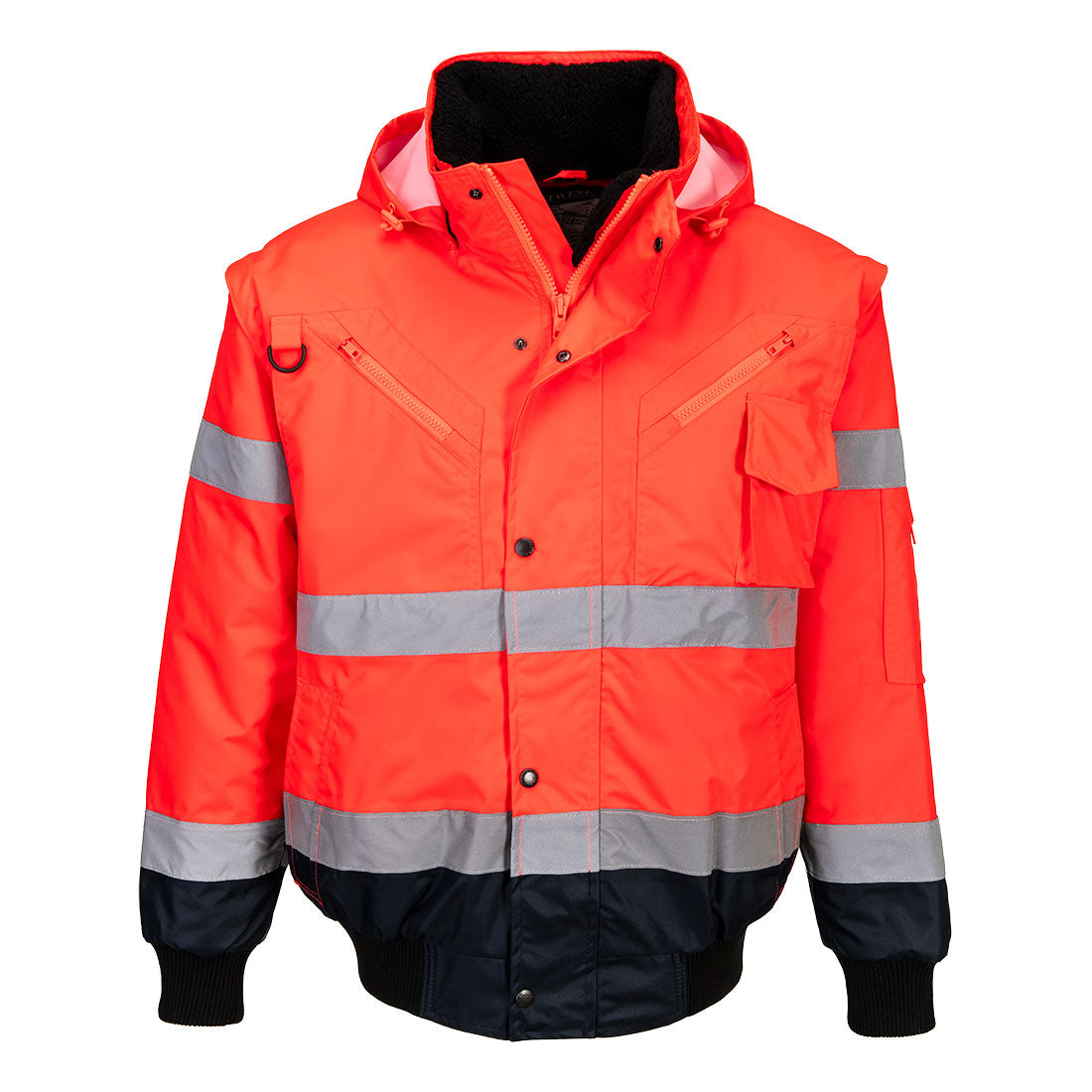 Hi-Vis 3-in-1 Kontrast Pilotjacke - Rot/Marine (RNR)