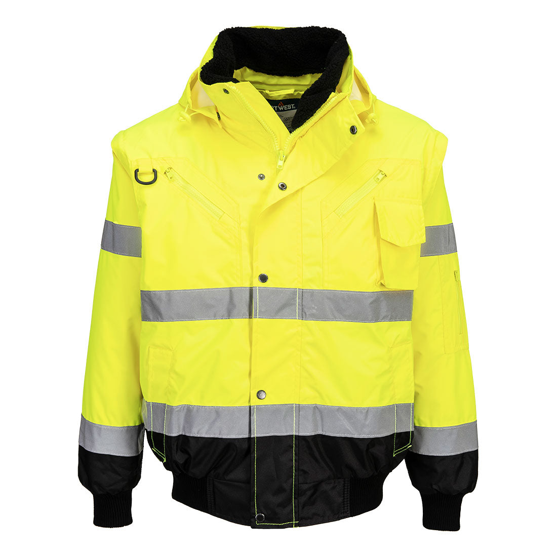 Hi-Vis 3-in-1 Kontrast Pilotjacke - Gelb/Schwarz (YBR)