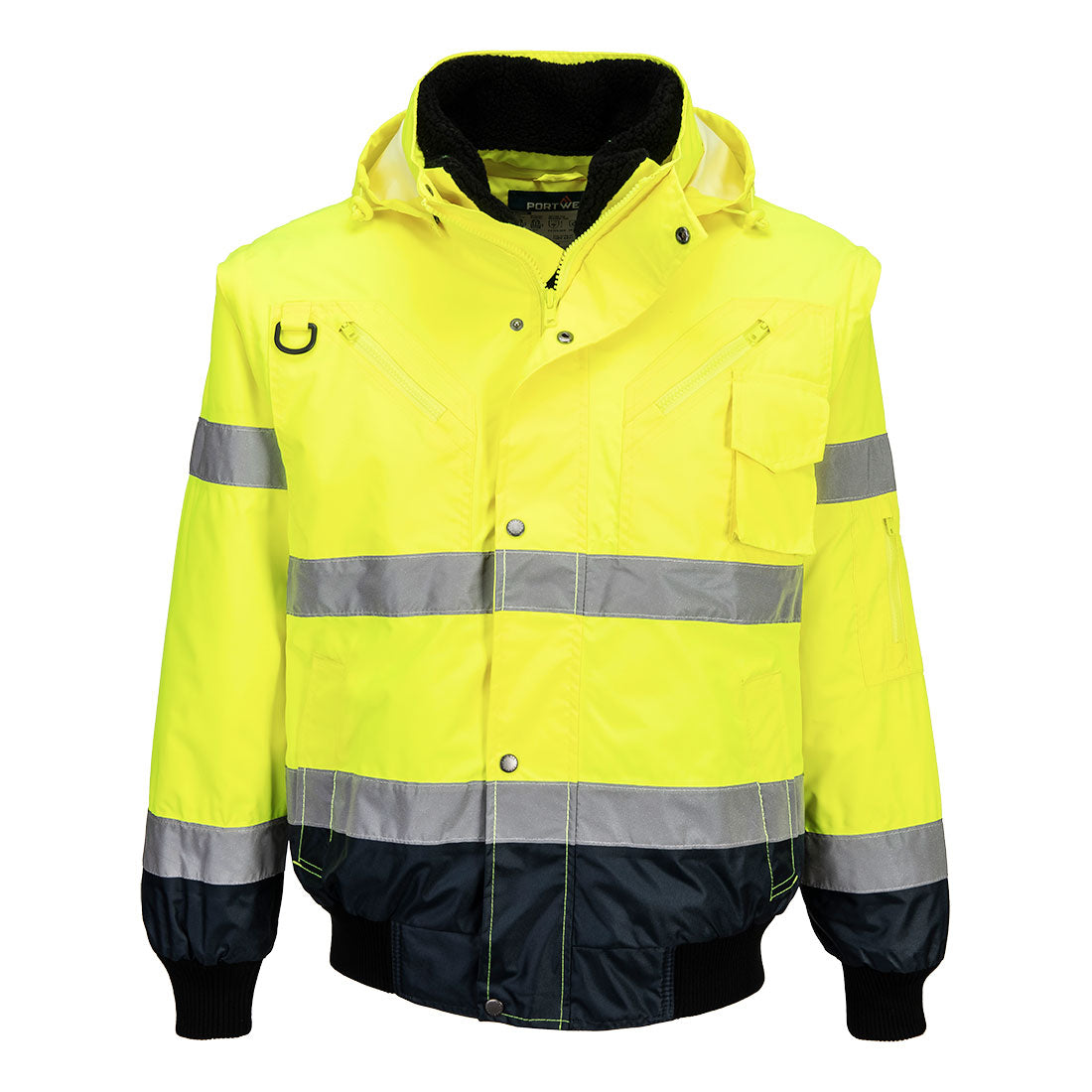 Hi-Vis 3-in-1 Kontrast Pilotjacke - Gelb/Marine (YNR)