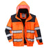 Hi-Vis 3-in-1 Kontrast Winter Pilotjacke - Orange/Schwarz (OBR)