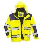 Hi-Vis 3-in-1 Kontrast Winter Pilotjacke - Gelb/Marine (YNR)