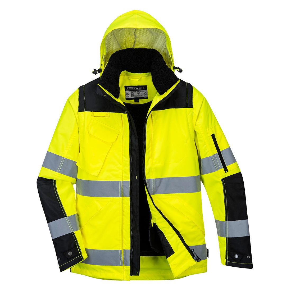 Hi-Vis Pro 3-in-1 Kontrast Winterjacke - Gelb/Schwarz (YBR)