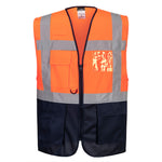 Warschau Hi-Vis Kontrast Exekutiv Weste - Orange/Marine (ONR)
