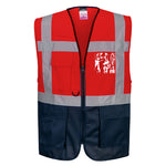 Warschau Hi-Vis Kontrast Exekutiv Weste - Rot/Marine (RNR)