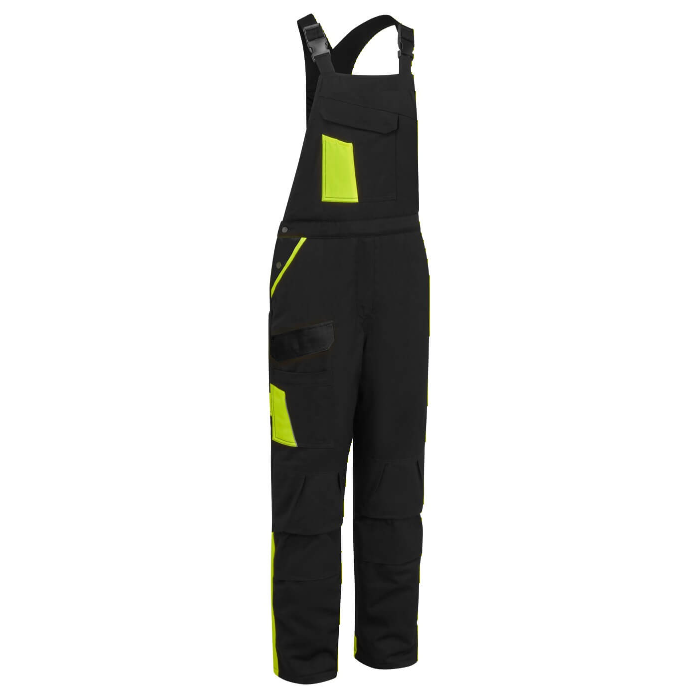 WX1 Zweifarbige Baumwoll - Latzhose - Schwarz/Gelb (KYR)