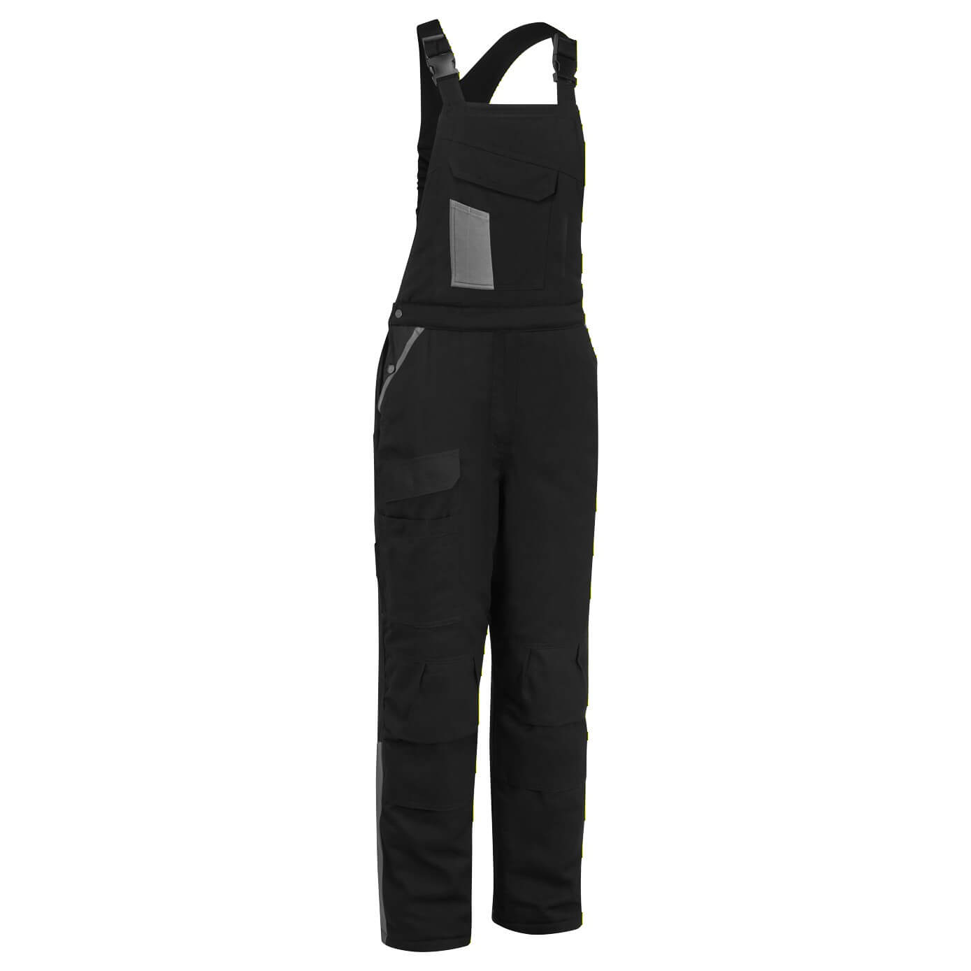 WX1 zweifarbige wattierte Baumwoll - Latzhose - Schwarz/Grau (BYR)