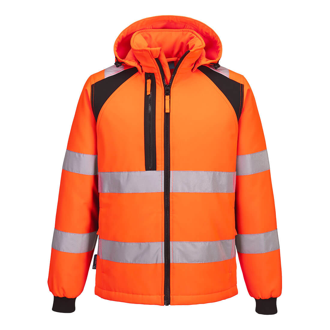 WX2 Hi-Vis gefütterte Softshelljacke (2L) - Orange/Schwarz (OBR)
