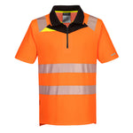 DX4 Hi-Vis Polo Shirt mit Reißverschluss kurzarm - Orange/Schwarz (OBR)