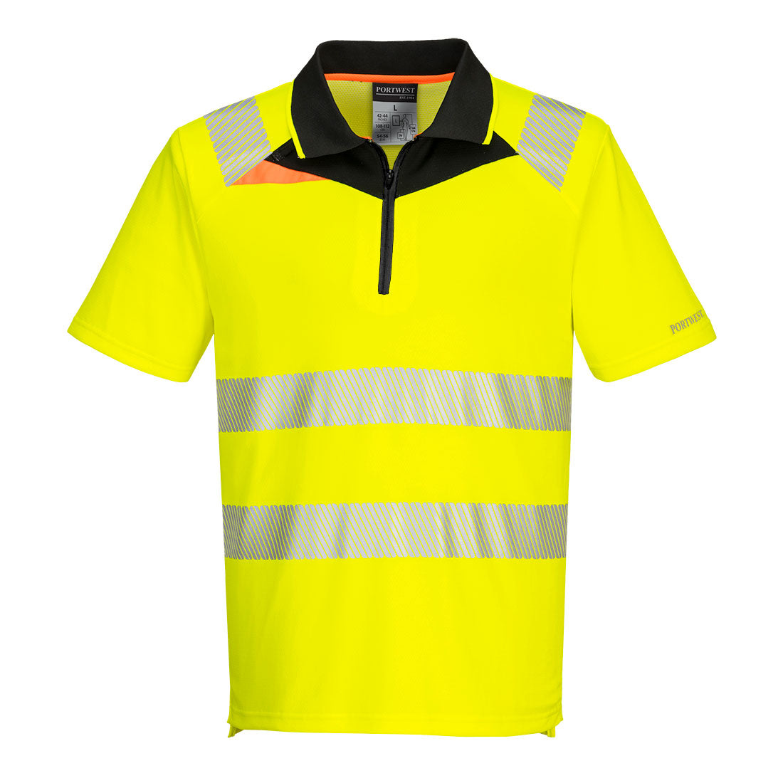 DX4 Hi-Vis Polo Shirt mit Reißverschluss kurzarm - Gelb/Schwarz (YBR)
