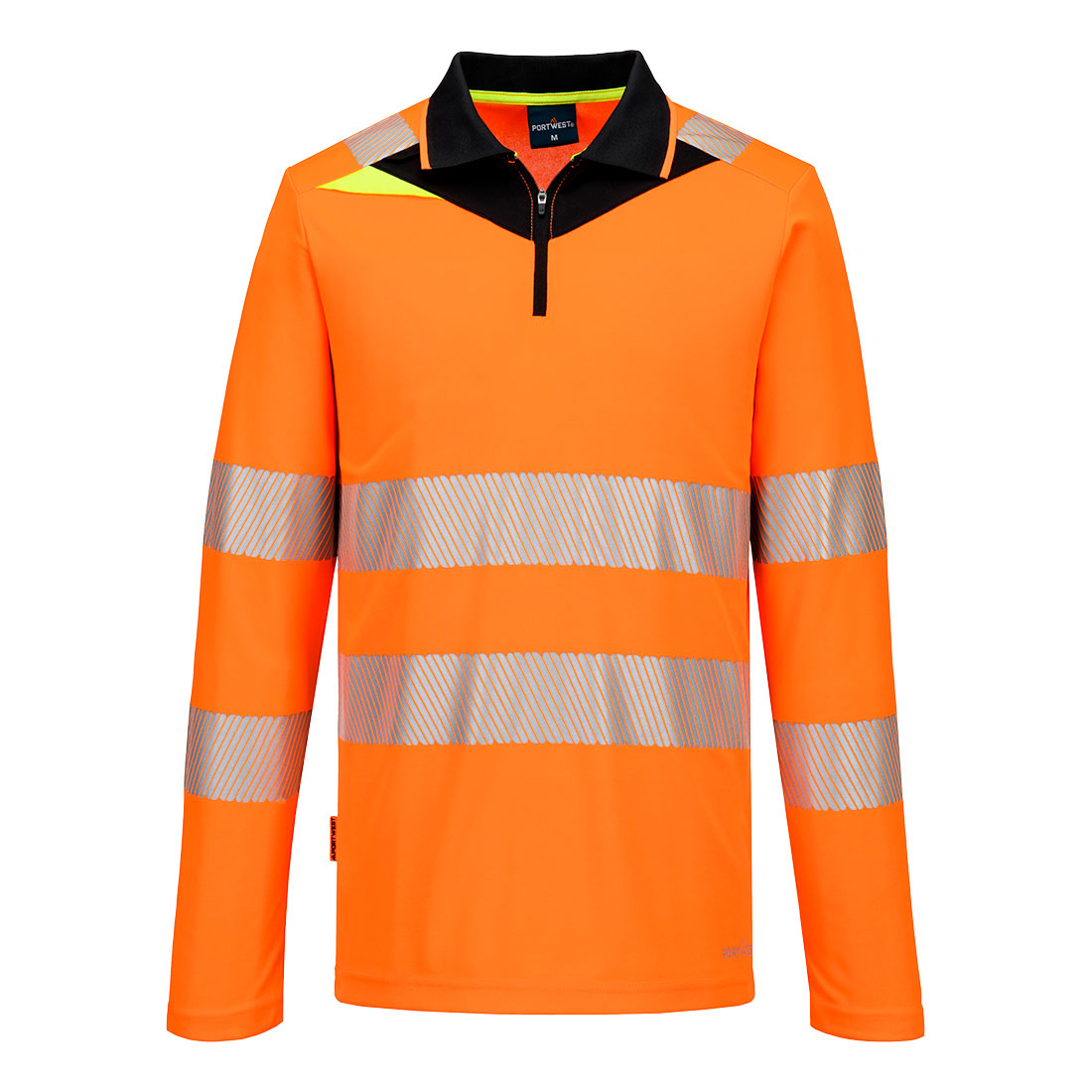 DX4 Hi-Vis Polo Shirt mit Reißverschluss langarm - Orange/Schwarz (OBR)