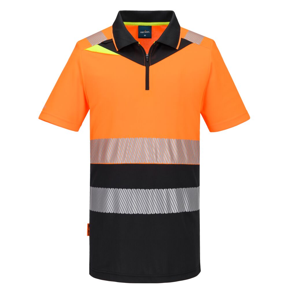 DX4 Hi-Vis Poloshirt mit Reißverschluss Klasse 1 - Orange/Schwarz (OBR)