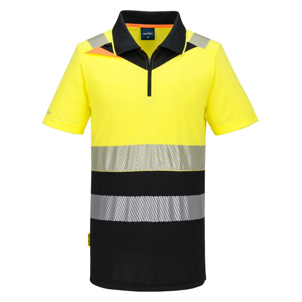 DX4 Hi-Vis Poloshirt mit Reißverschluss Klasse 1 - Gelb/Schwarz (YBR)