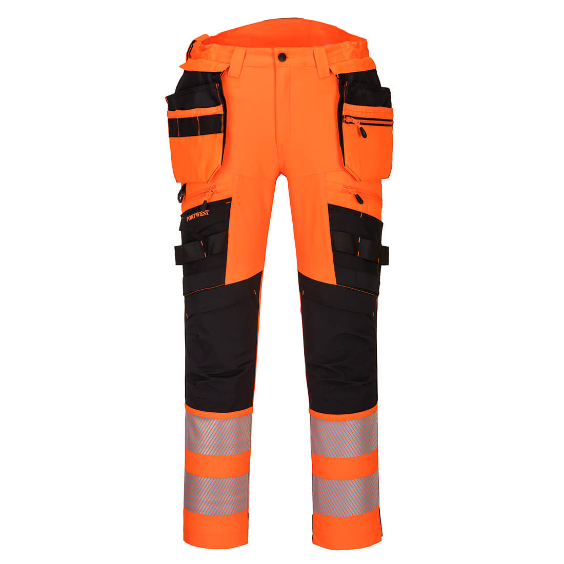 DX4 Hi-Vis Bundhose mit abnehmbaren Holstertaschen - Orange/Schwarz (OBR)