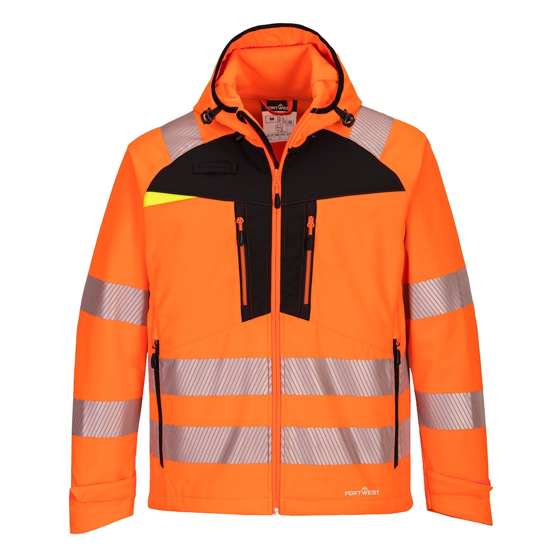 DX4 Hi-Vis Softshelljacke (3L) - Orange/Schwarz (OBR)