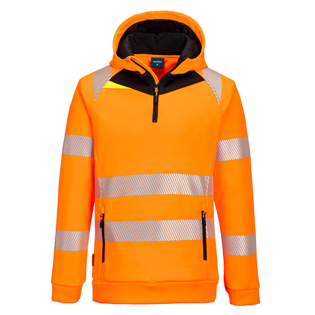 DX4 Hi-Vis Kapuzenpullover mit 1/4 Reißverschluss - Orange/Schwarz (OBR)