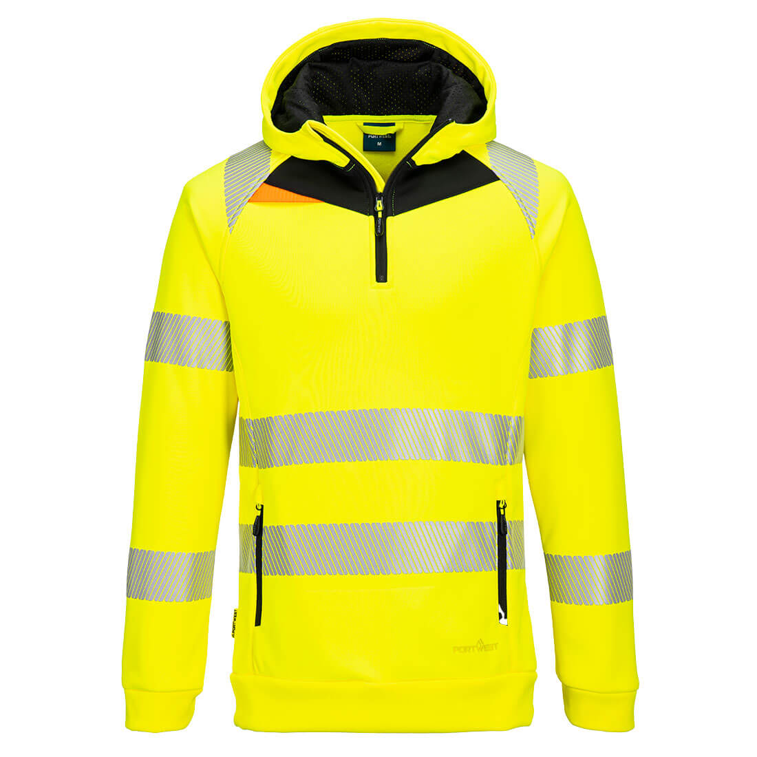 DX4 Hi-Vis Kapuzenpullover mit 1/4 Reißverschluss - Gelb/Schwarz (YBR)