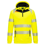 DX4 Hi-Vis Kapuzenpullover mit 1/4 Reißverschluss - Gelb/Schwarz (YBR)