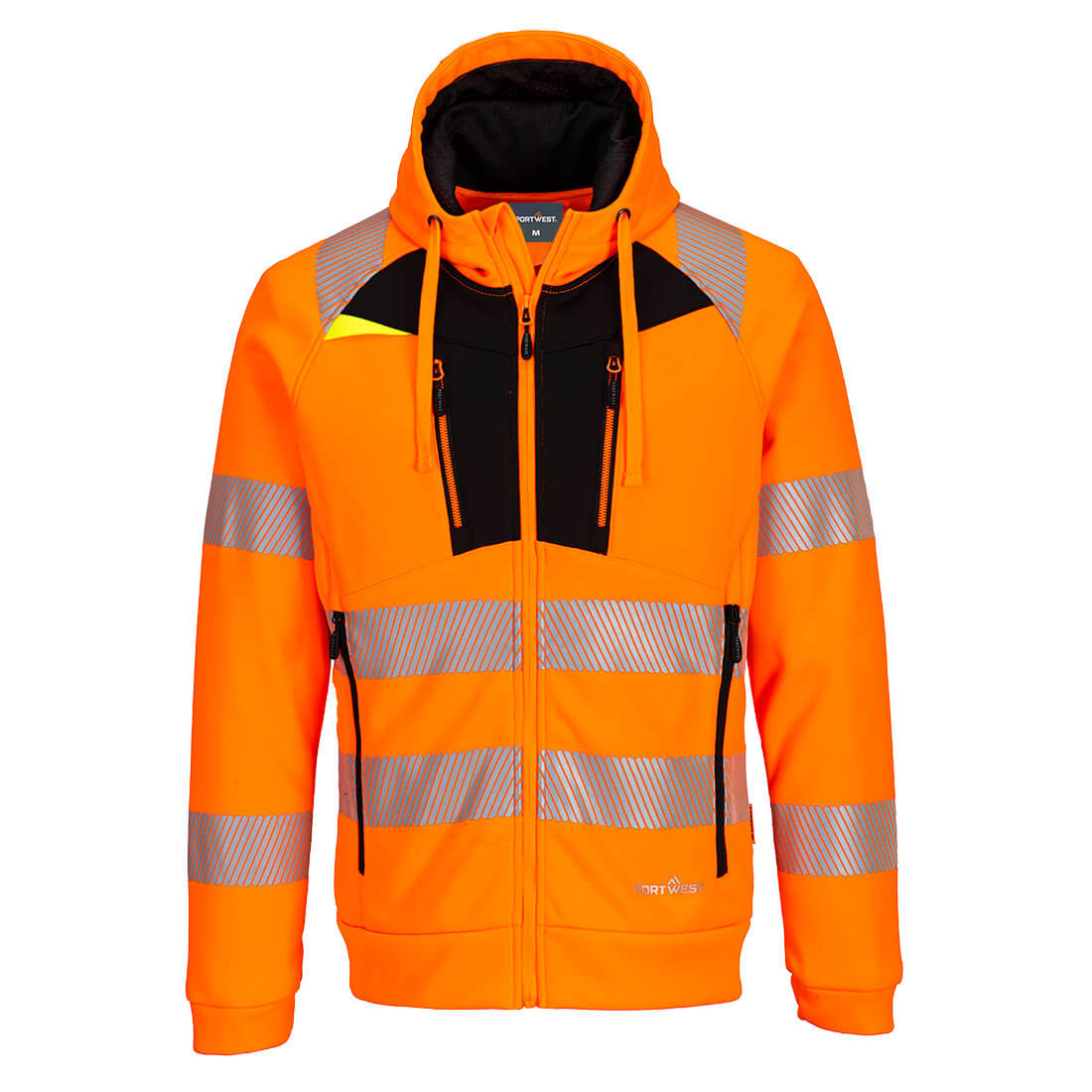 DX4 Hi-Vis Kapuzenjacke mit Reißverschluss - Orange/Schwarz (OBR)