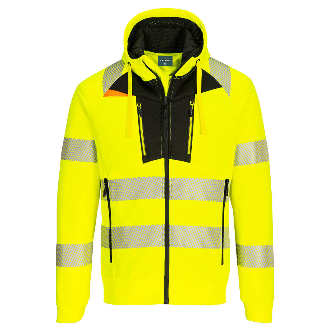 DX4 Hi-Vis Kapuzenjacke mit Reißverschluss - Gelb/Schwarz (YBR)
