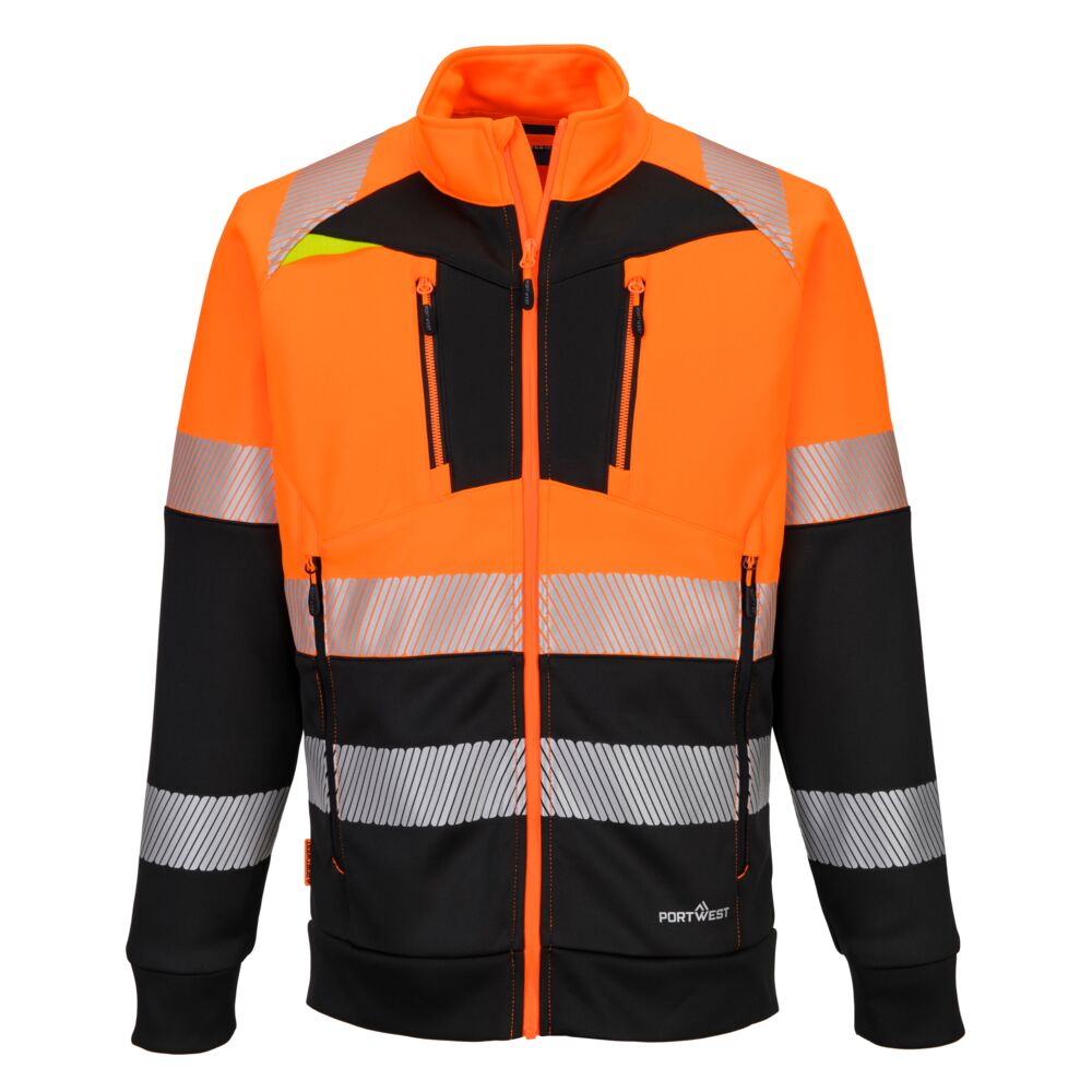 DX4 Hi-Vis Sweatjacke mit Kragen Klasse 1 - Orange/Schwarz (OBR)
