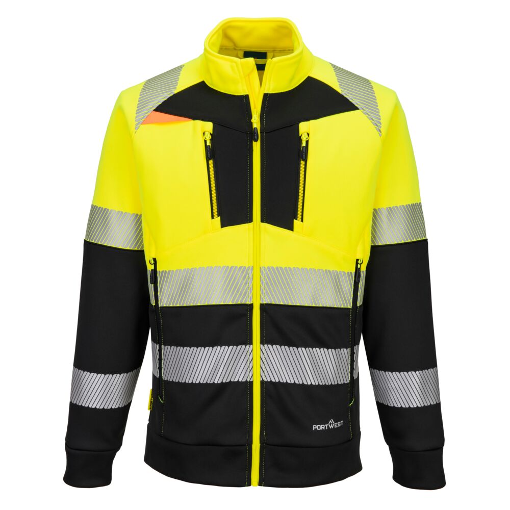 DX4 Hi-Vis Sweatjacke mit Kragen Klasse 1 - Gelb/Schwarz (YBR)