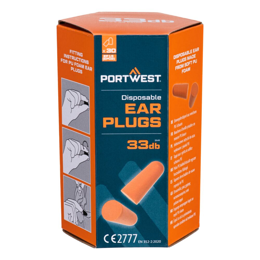 PU-Schaum Gehörschutzstöpsel (30 Paar) - Orange (ORR)
