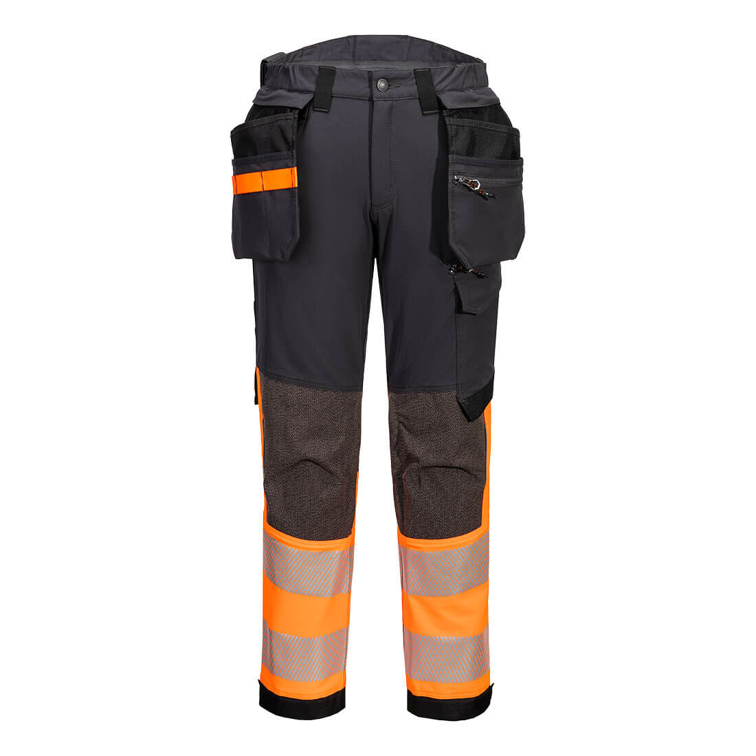 EV4 Hi-Vis Stretch Bundhose mit abnehmbaren Holstertaschen Klasse 1 - Orange/Grau (OMT)