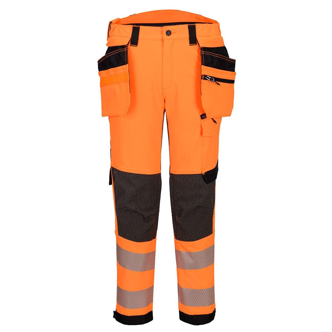 EV4 Hi-Vis Stretch Bundhose mit abnehmbaren Holstertaschen Klasse 2 - Orange/Schwarz (OBR)
