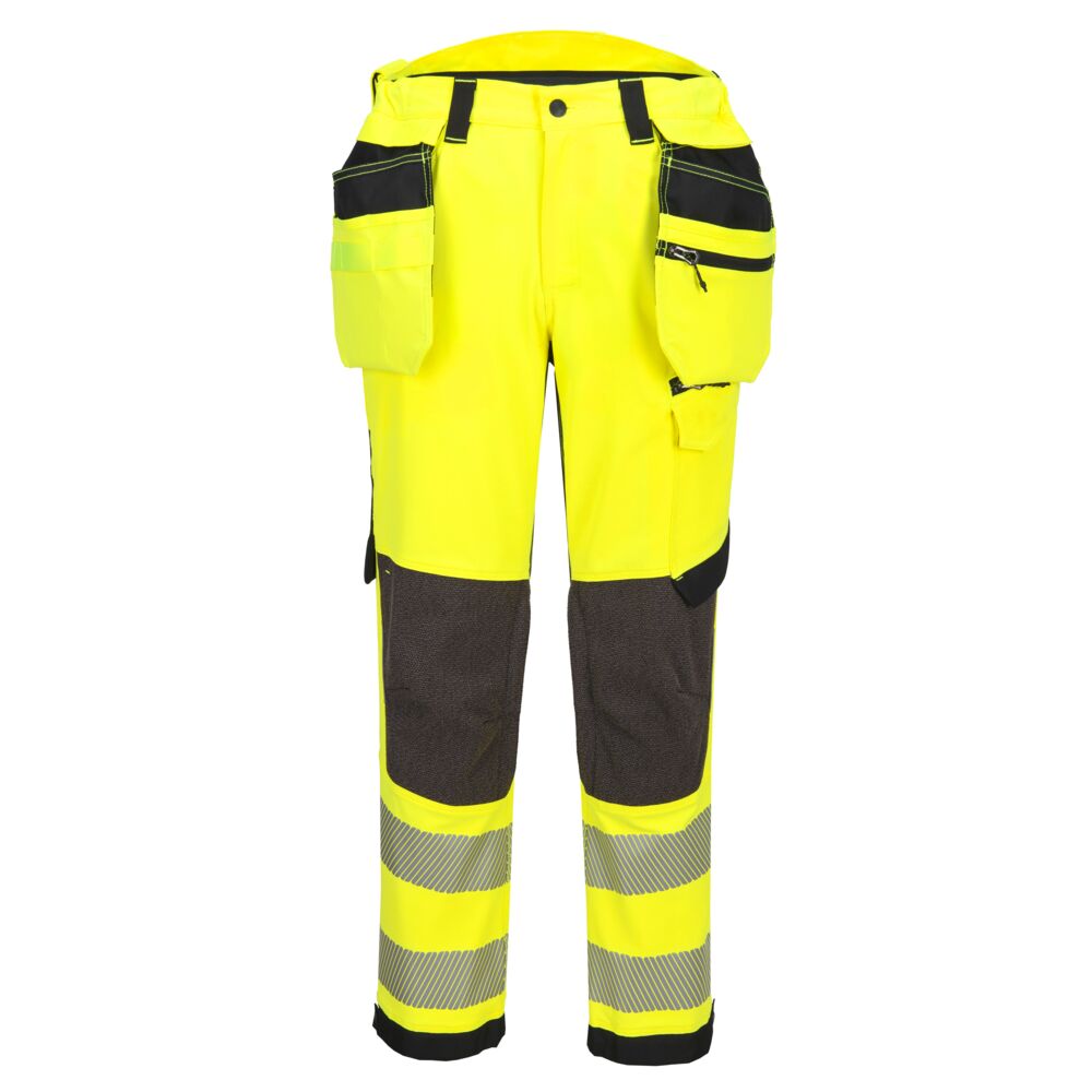 EV4 Hi-Vis Stretch Bundhose mit abnehmbaren Holstertaschen Klasse 2 - Gelb/Schwarz (YBR)