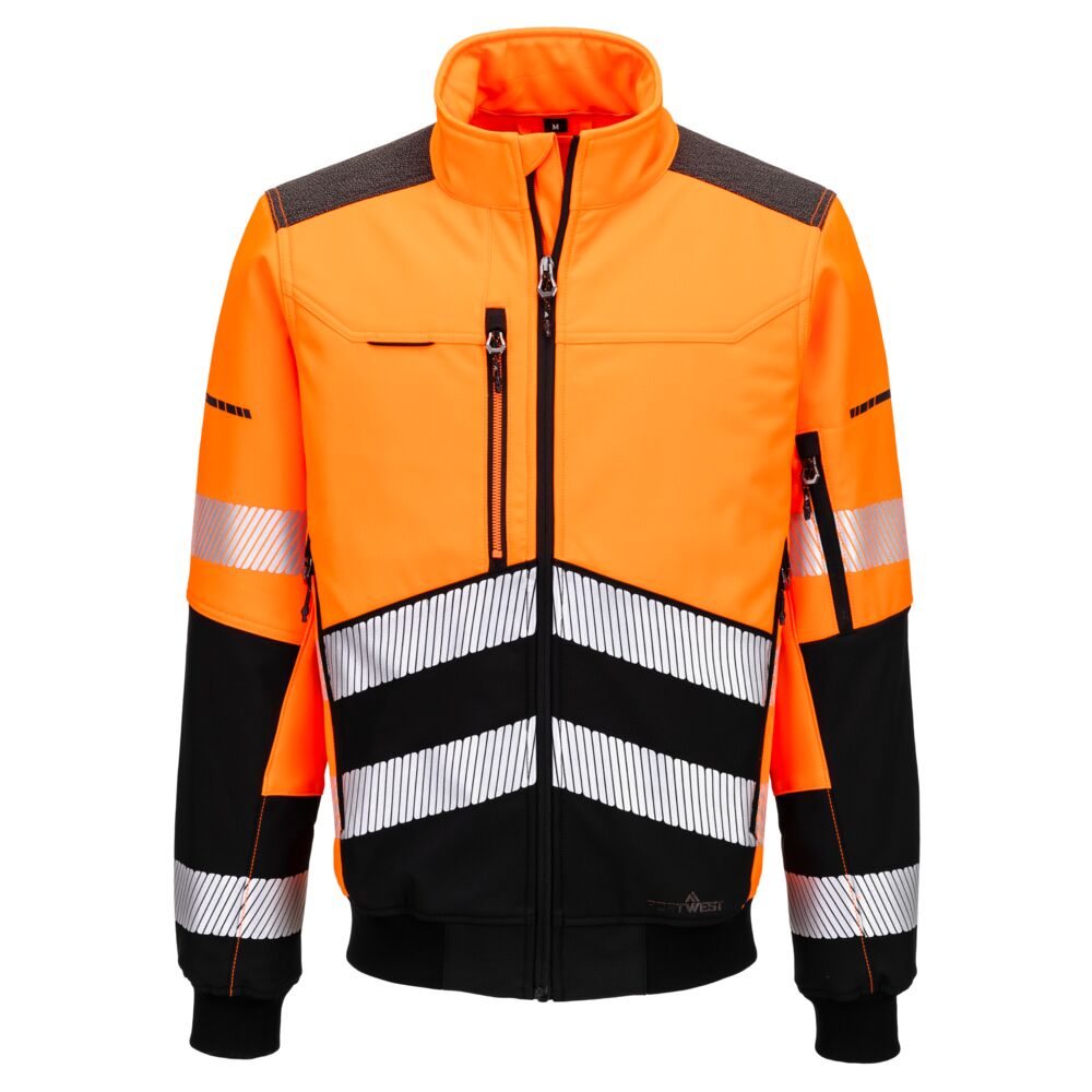 EV4 Hi-Vis Softshell Pilotjacke (3L) - Orange/Schwarz (OBR)