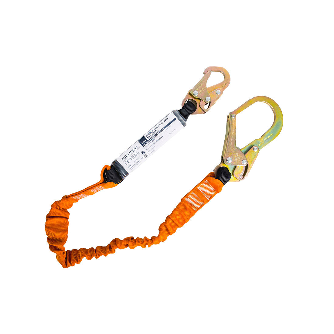 elastisches Verbindungsmittel 1,8m mit Bandfalldämpfer bis 140kg - Schwarz/Orange (K1R)