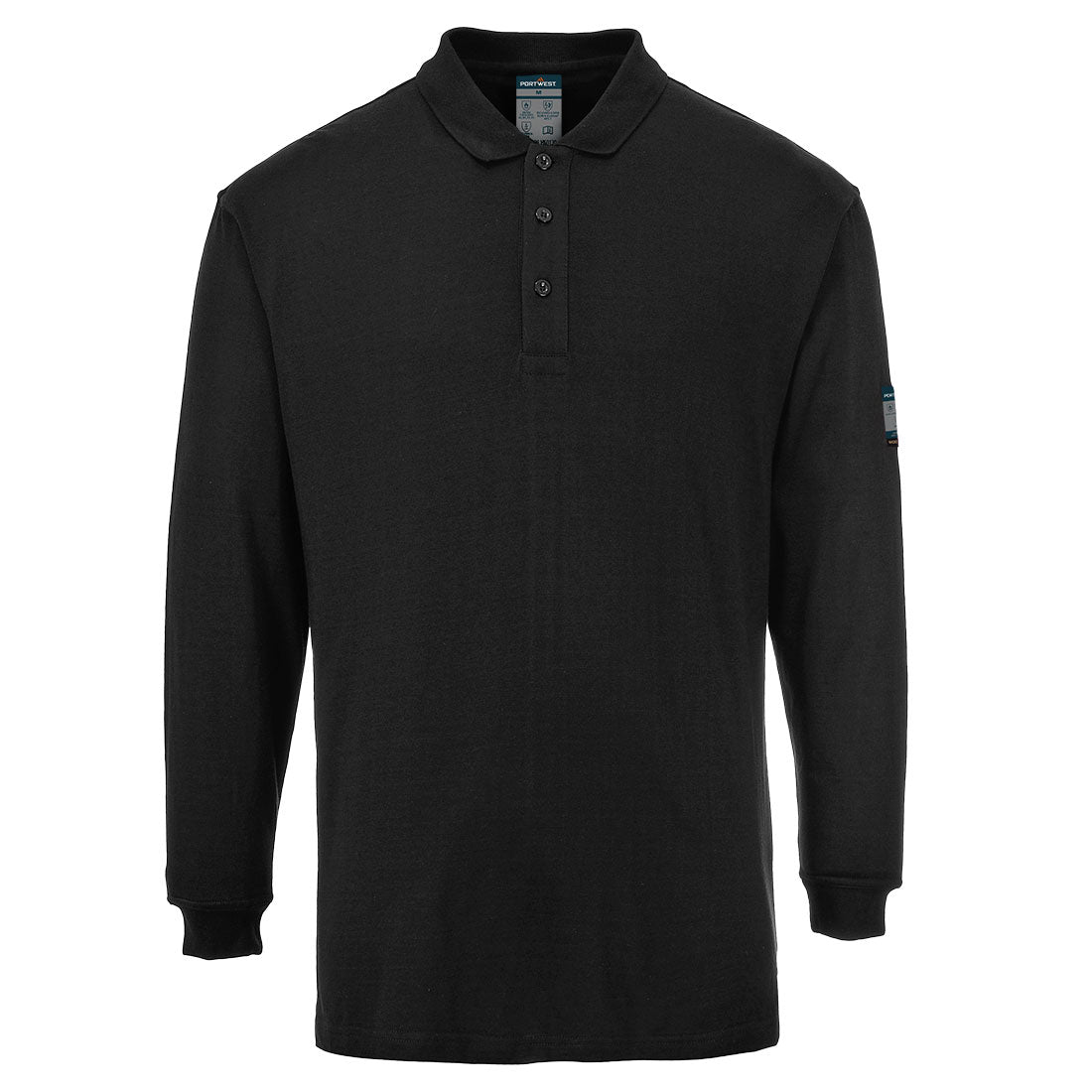 Modaflame Knit FR Poloshirt Langarm - Schwarz (BKR)