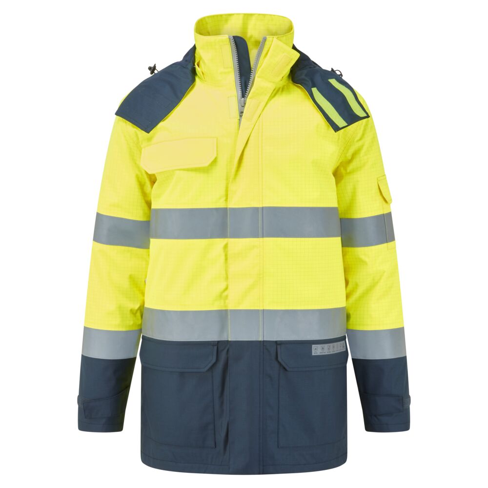 Bizflame Rain+ Hi-Vis Multi-Norm Kontrast FR Winterjacke - Gelb/Marine (YNR)