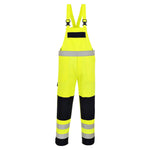 Bizflame Work Hi-Vis Multinorm Kontrast FR Latzhose - Gelb/Marine (YNR)