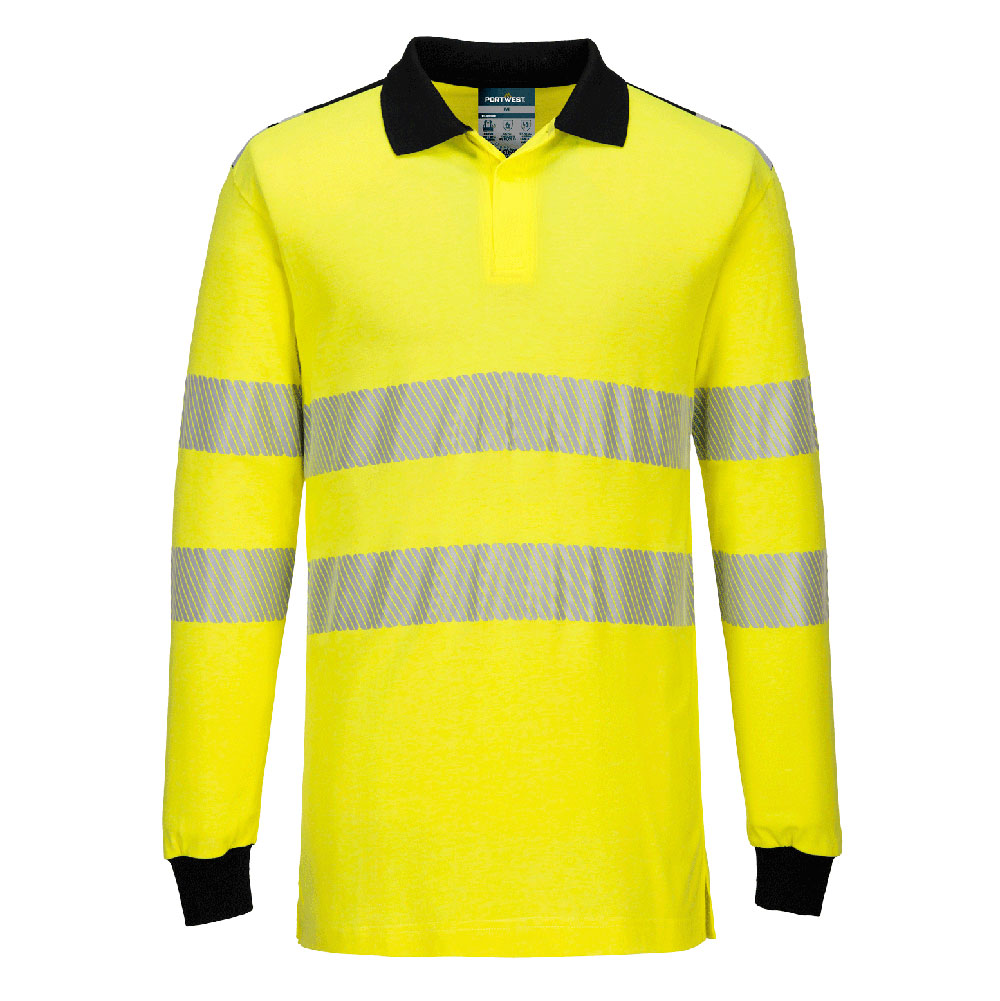 PW3 Modaflame Knit Hi-Vis FR Poloshirt Langarm - Gelb/Schwarz (YBR)