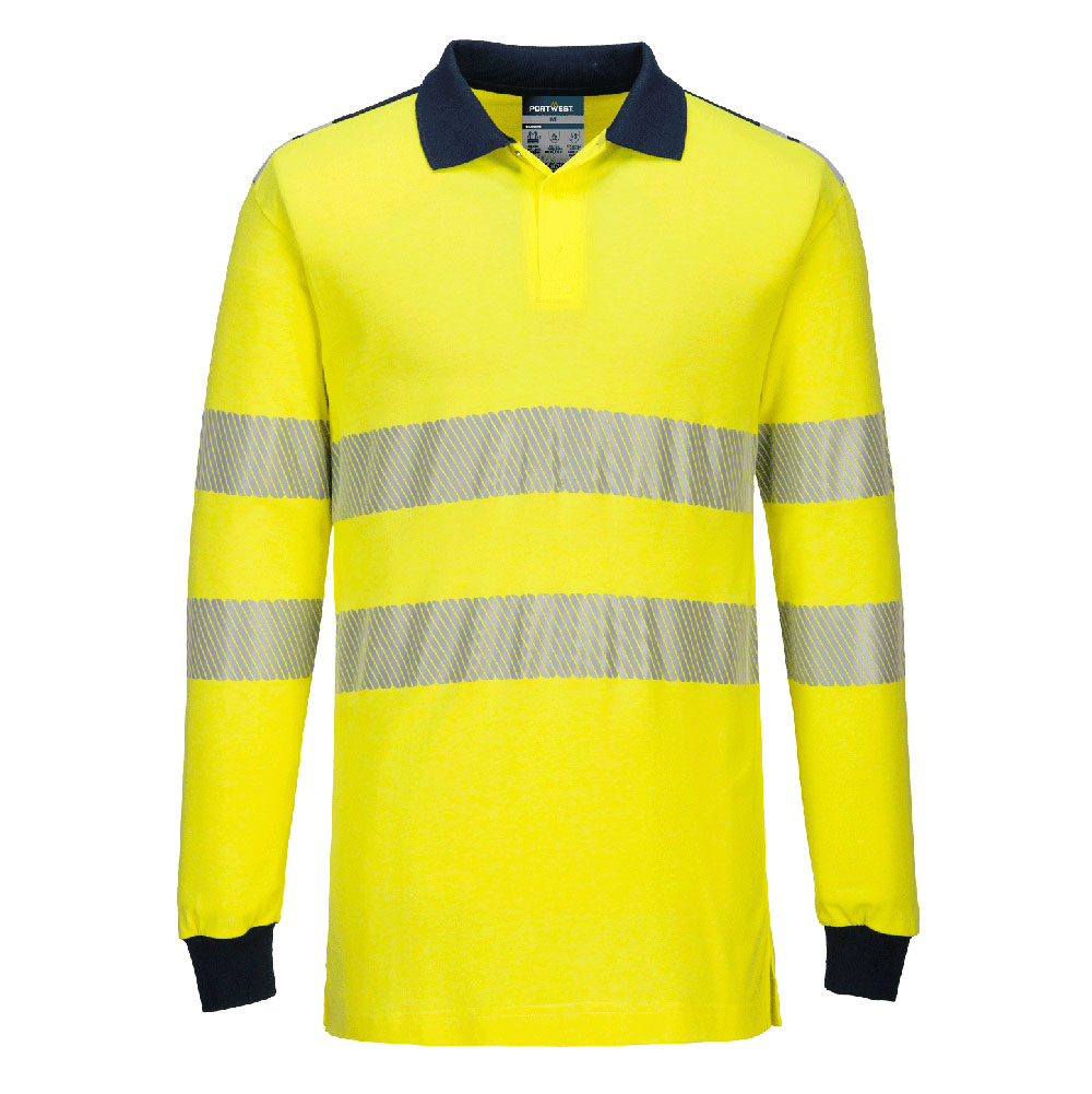 PW3 Modaflame Knit Hi-Vis FR Poloshirt Langarm - Gelb/Marine (YNR)