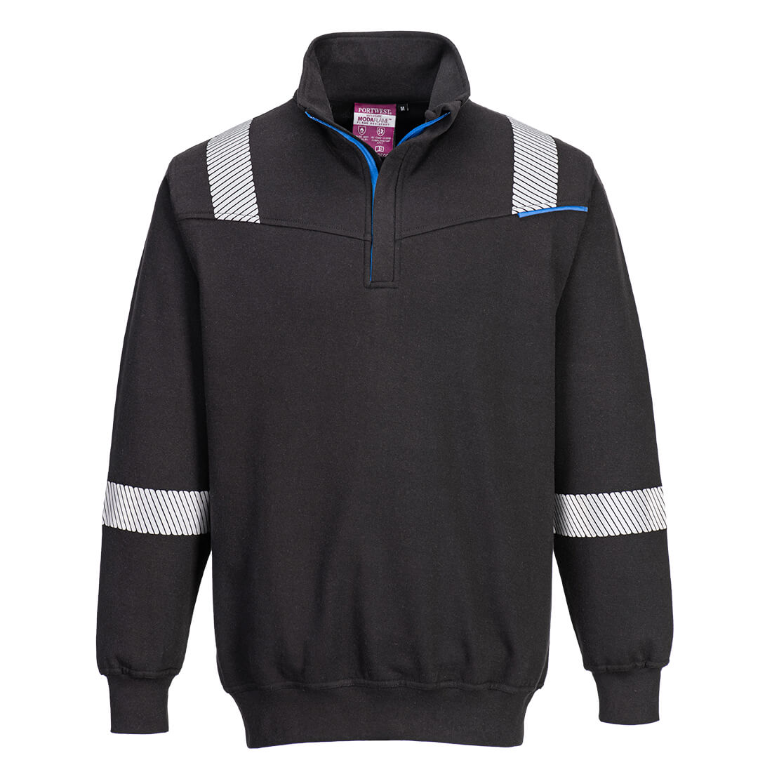 WX3 Modaflame Knit FR Sweatshirt mit 1/4 Reißverschluss - Schwarz (BKR)